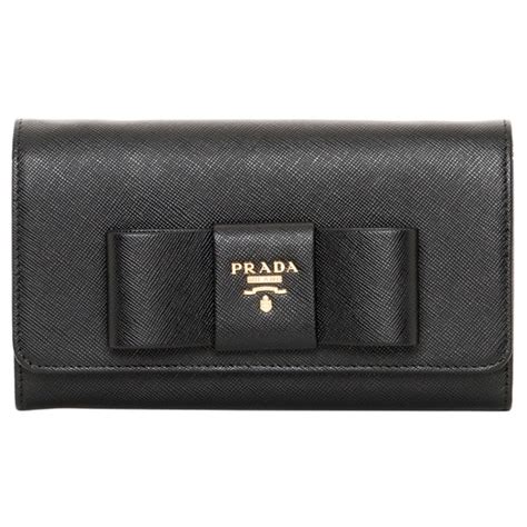 prada saffiano bow wallet with shoulder strap|prada zipper wallet.